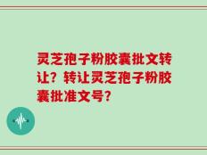 灵芝孢子粉胶囊批文转让？转让灵芝孢子粉胶囊批准文号？