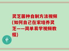 灵芝菌种自制方法视频(如何自己在家培养灵芝——简单易学视频教程)