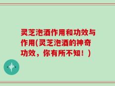 灵芝泡酒作用和功效与作用(灵芝泡酒的神奇功效，你有所不知！)