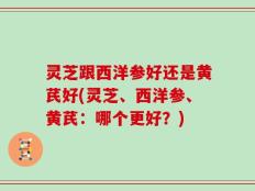 灵芝跟西洋参好还是黄芪好(灵芝、西洋参、黄芪：哪个更好？)
