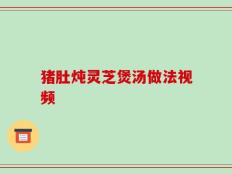 猪肚炖灵芝煲汤做法视频