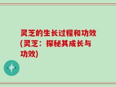灵芝的生长过程和功效(灵芝：探秘其成长与功效)