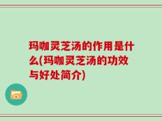 玛咖灵芝汤的作用是什么(玛咖灵芝汤的功效与好处简介)