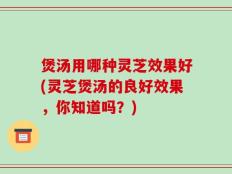 煲汤用哪种灵芝效果好(灵芝煲汤的良好效果，你知道吗？)