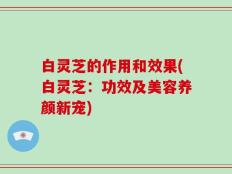 白灵芝的作用和效果(白灵芝：功效及美容养颜新宠)
