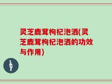 灵芝鹿茸枸杞泡洒(灵芝鹿茸枸杞泡洒的功效与作用)