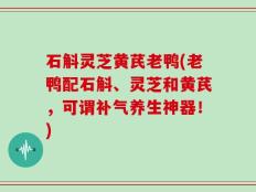 石斛灵芝黄芪老鸭(老鸭配石斛、灵芝和黄芪，可谓补气养生神器！)