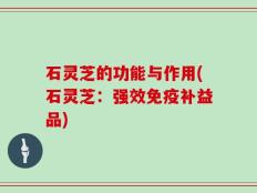 石灵芝的功能与作用(石灵芝：强效免疫补益品)