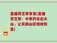 直播灵芝草背景(直播灵芝草：中草药走出大山，让贫困山区增收致富)