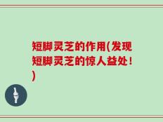 短脚灵芝的作用(发现短脚灵芝的惊人益处！)