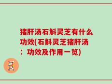 猪肝汤石斛灵芝有什么功效(石斛灵芝猪肝汤：功效及作用一览)