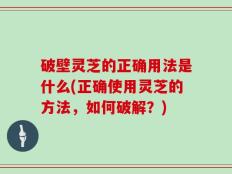 破壁灵芝的正确用法是什么(正确使用灵芝的方法，如何破解？)