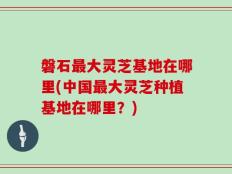 磐石最大灵芝基地在哪里(中国最大灵芝种植基地在哪里？)