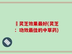 祡灵芝效果最好(灵芝：功效最佳的中草药)