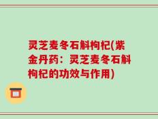 灵芝麦冬石斛枸杞(紫金丹药：灵芝麦冬石斛枸杞的功效与作用)
