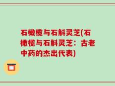 石橄榄与石斛灵芝(石橄榄与石斛灵芝：古老中药的杰出代表)