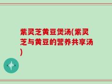 紫灵芝黄豆煲汤(紫灵芝与黄豆的营养共享汤)
