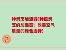 种灵芝加湿器(种植灵芝的加湿器：改善空气质量的绿色选择)