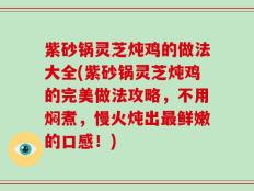 紫砂锅灵芝炖鸡的做法大全(紫砂锅灵芝炖鸡的完美做法攻略，不用焖煮，慢火炖出最鲜嫩的口感！)