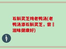 石斛灵芝炖老鸭汤(老鸭汤添石斛灵芝，尝嚐滋味健康好)