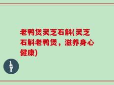 老鸭煲灵芝石斛(灵芝石斛老鸭煲，滋养身心健康)