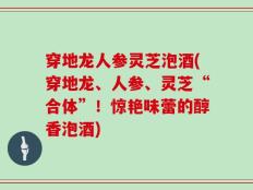 穿地龙人参灵芝泡酒(穿地龙、人参、灵芝“合体”！惊艳味蕾的醇香泡酒)