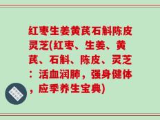 红枣生姜黄芪石斛陈皮灵芝(红枣、生姜、黄芪、石斛、陈皮、灵芝：活血润肺，强身健体，应季养生宝典)