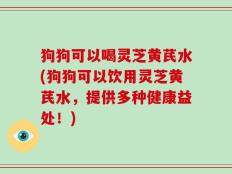 狗狗可以喝灵芝黄芪水(狗狗可以饮用灵芝黄芪水，提供多种健康益处！)
