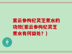 紫云参枸杞灵芝煮水的功效(紫云参枸杞灵芝煮水有何益处？)