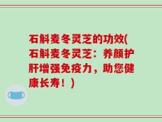 石斛麦冬灵芝的功效(石斛麦冬灵芝：养颜护肝增强免疫力，助您健康长寿！)