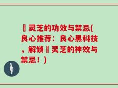 艼灵芝的功效与禁忌(良心推荐：良心黑科技，解锁艼灵芝的神效与禁忌！)