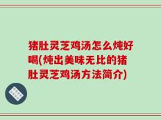 猪肚灵芝鸡汤怎么炖好喝(炖出美味无比的猪肚灵芝鸡汤方法简介)