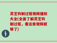 灵芝钩制过程视频播放大全(全面了解灵芝钩制过程，看这些视频就够了)