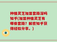 种植灵芝加盟套路深吗知乎(加盟种植灵芝有哪些套路？解密知乎获得经验分享。)