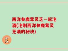 西洋参鹿茸灵芝一起泡酒(泡制西洋参鹿茸灵芝酒的秘诀)