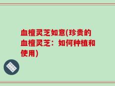 血檀灵芝如意(珍贵的血檀灵芝：如何种植和使用)