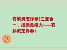 石斛灵芝洋参(三宝合一，提振免疫力——石斛灵芝洋参)