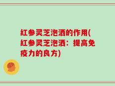 红参灵芝泡洒的作用(红参灵芝泡洒：提高免疫力的良方)