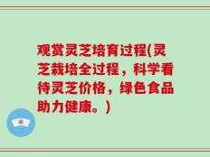 观赏灵芝培育过程(灵芝栽培全过程，科学看待灵芝价格，绿色食品助力健康。)