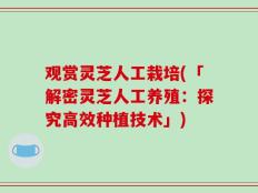 观赏灵芝人工栽培(「解密灵芝人工养殖：探究高效种植技术」)
