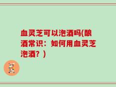 血灵芝可以泡酒吗(酿酒常识：如何用血灵芝泡酒？)