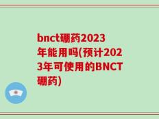 bnct硼药2023年能用吗(预计2023年可使用的BNCT硼药)