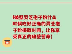 l破壁灵芝孢子粉什么时候吃好正确的灵芝孢子粉摄取时间，让你享受真正的破壁营养)