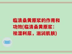 临清桑黄原浆的作用和功效(临清桑黄原浆：祛湿利尿，滋润肌肤)