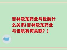 吉林敖东药业与世航什么关系(吉林敖东药业与世航有何关联？)