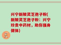 兴宁新陂灵芝孢子粉(新陂灵芝孢子粉：兴宁珍贵中药材，助你强身健体)