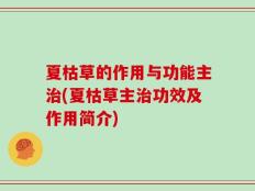 夏枯草的作用与功能主治(夏枯草主治功效及作用简介)