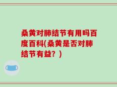 桑黄对肺结节有用吗百度百科(桑黄是否对肺结节有益？)