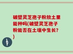 破壁灵芝孢子粉放土里能种吗(破壁灵芝孢子粉能否在土壤中生长？)