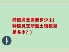 种植灵芝需要多少土(种植灵芝所需土壤数量是多少？)